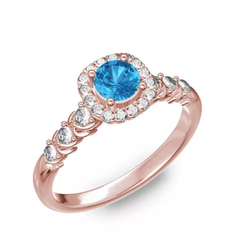  Ékszerpalota eljegyzési gyűrű 0,5ct kék topázzal BRK181 rozé arany