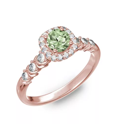  Ékszerpalota eljegyzési gyűrű 0,5ct zöld gyémánttal BRK181 rozé arany