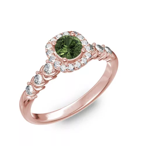  Ékszerpalota eljegyzési gyűrű 0,5ct zöld zafírral BRK181 rozé arany