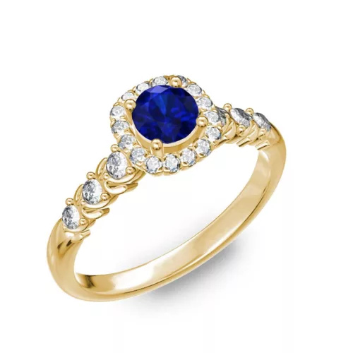  Ékszerpalota eljegyzési gyűrű 0,5ct kék diffusion zafírral BRK181 sárga arany