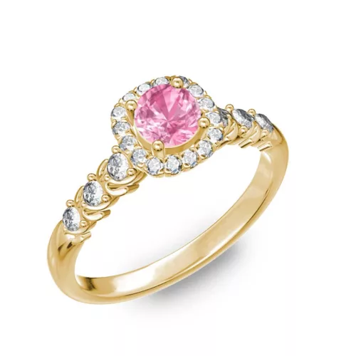  Ékszerpalota eljegyzési gyűrű 0,5ct pink zafírral BRK181 sárga arany