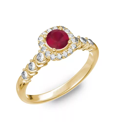  Ékszerpalota eljegyzési gyűrű 0,5ct rubinnal BRK181 sárga arany