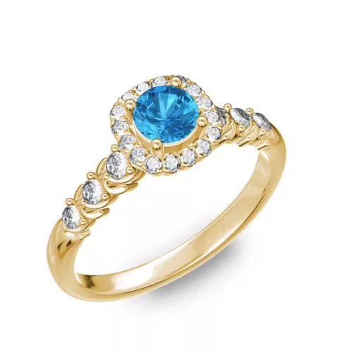  Ékszerpalota eljegyzési gyűrű 0,5ct kék topázzal BRK181 sárga arany
