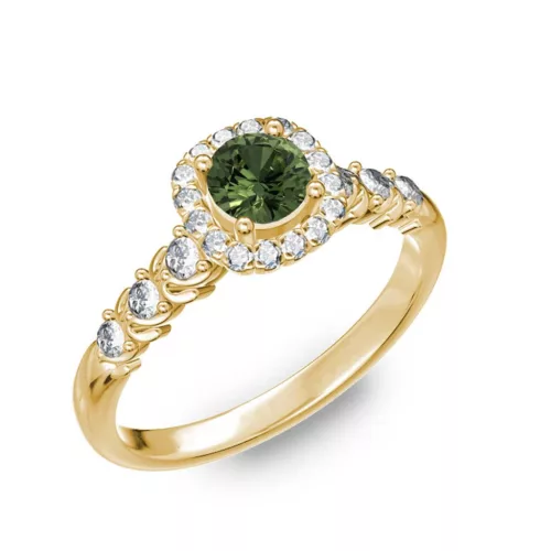  Ékszerpalota eljegyzési gyűrű 0,5ct zöld zafírral BRK181 sárga arany