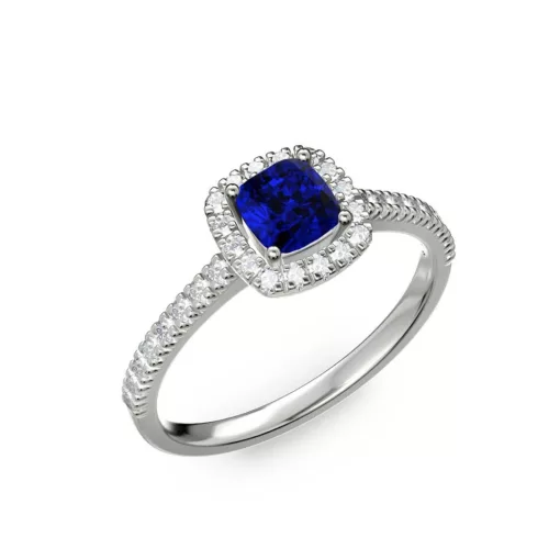 Ékszerpalota eljegyzési gyűrű 0.5ct kék diffusion cushion zafírral BRK 185 fehér arany