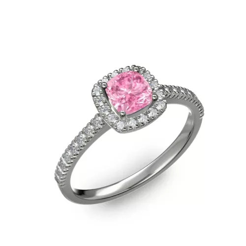 Ékszerpalota eljegyzési gyűrű 0.5ct pink cushion zafírral BRK 185 fehér arany