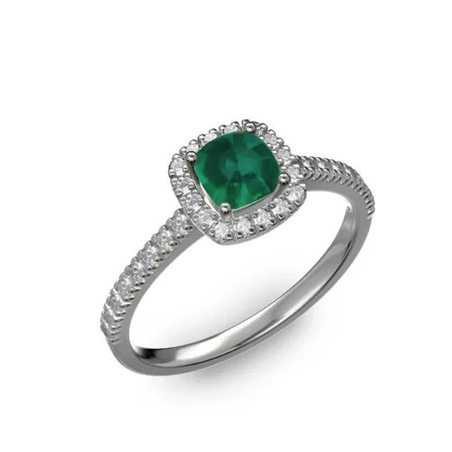 Ékszerpalota eljegyzési gyűrű 0.5ct cushion smaragddal BRK 185 fehér arany