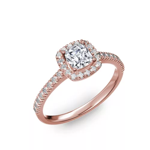 Ékszerpalota eljegyzési gyűrű 0.5ct H/VS cushion gyémánttal BRK 185 rozé arany