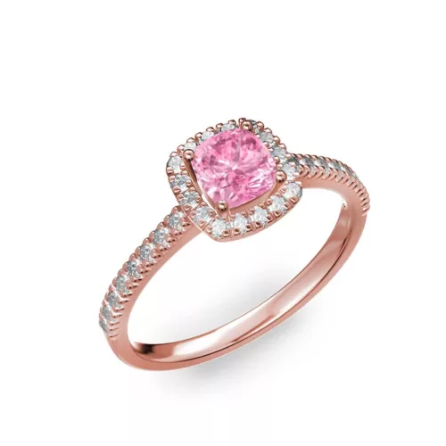 Ékszerpalota eljegyzési gyűrű 0.5ct pink cushion zafírral BRK 185 rozé arany