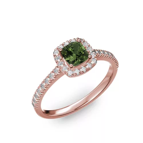 Ékszerpalota eljegyzési gyűrű 0.5ct zöld cushion zafírral BRK 185 rozé arany