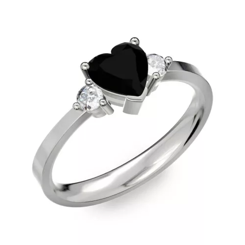 Ékszerpalota eljegyzési gyűrű 0.8ct fekete szív gyémánttal BRK 187 fehér arany