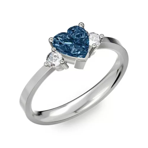 Ékszerpalota eljegyzési gyűrű 0.8ct kék szív gyémánttal BRK 187 fehér arany
