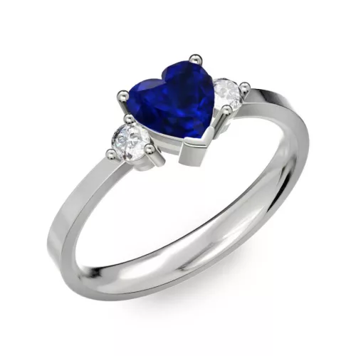 Ékszerpalota eljegyzési gyűrű 0.8ct kék diffusion szív zafír BRK 187 fehér arany