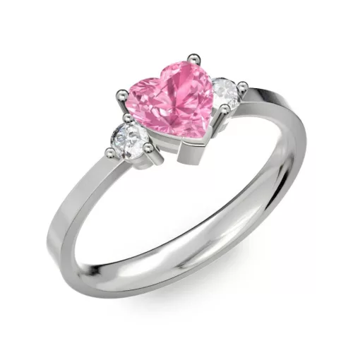 Ékszerpalota eljegyzési gyűrű 0.8ct pink szív zafír BRK 187 fehér arany