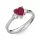 Ékszerpalota eljegyzési gyűrű 0.8ct szív rubin BRK 187 fehér arany