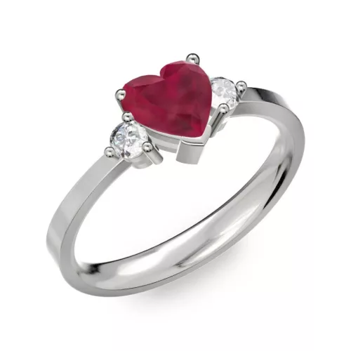 Ékszerpalota eljegyzési gyűrű 0.8ct szív rubin BRK 187 fehér arany