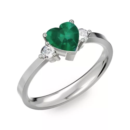 Ékszerpalota eljegyzési gyűrű 0.8ct szív smaragd BRK 187 fehér arany