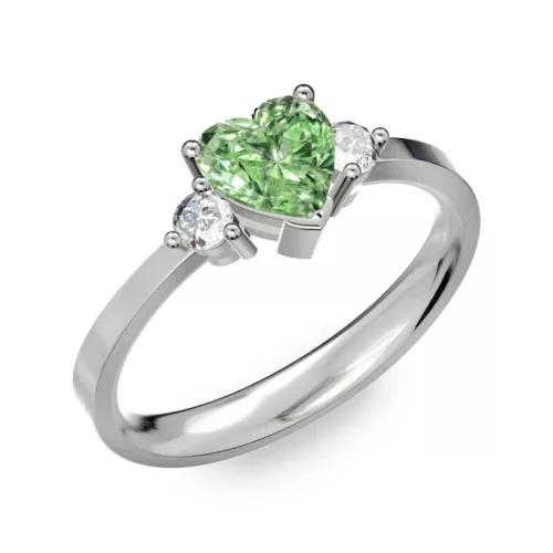 Ékszerpalota eljegyzési gyűrű 0.8ct zöld szív gyémánttal BRK 187 fehér arany