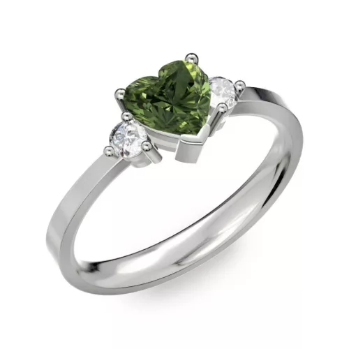 Ékszerpalota eljegyzési gyűrű 0.8ct zöld szív zafír BRK 187 fehér arany