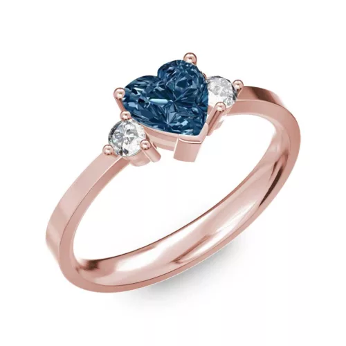 Ékszerpalota eljegyzési gyűrű 0.8ct kék szív gyémánttal BRK 187 rozé arany
