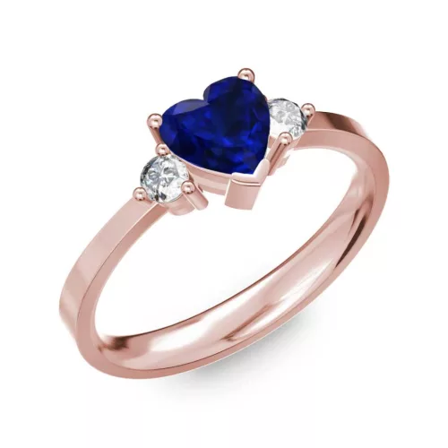 Ékszerpalota eljegyzési gyűrű 0.8ct kék diffusion szív zafír BRK 187 rozé arany