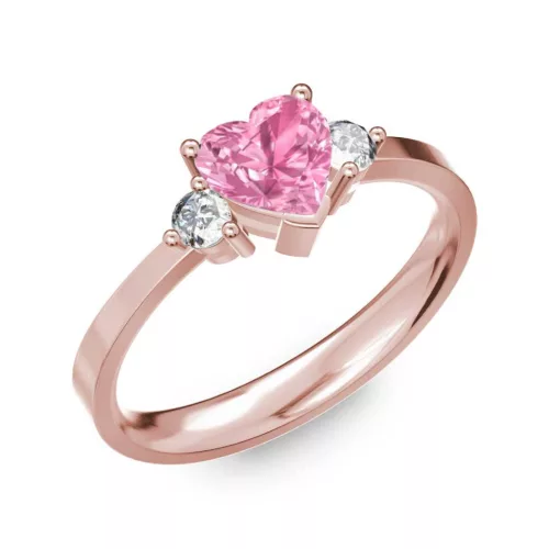 Ékszerpalota eljegyzési gyűrű 0.8ct pink szív zafír BRK 187 rozé arany