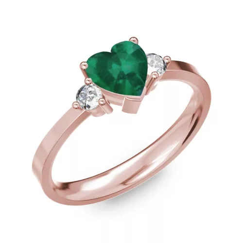 Ékszerpalota eljegyzési gyűrű 0.8ct szív smaragd BRK 187 rozé arany