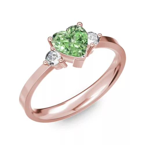 Ékszerpalota eljegyzési gyűrű 0.8ct zöld szív gyémánttal BRK 187 rozé arany