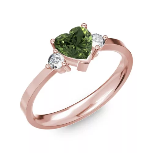 Ékszerpalota eljegyzési gyűrű 0.8ct zöld szív zafír BRK 187 rozé arany