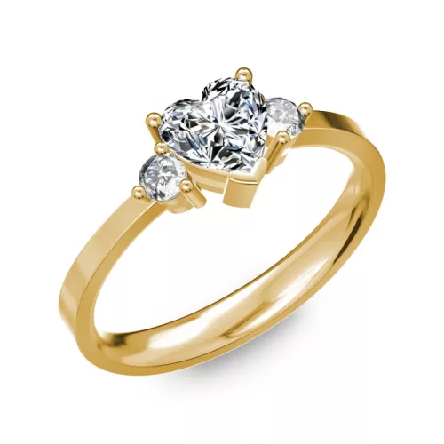 Ékszerpalota eljegyzési gyűrű 0.8ct H/VS szív gyémánttal BRK 187 sárga arany