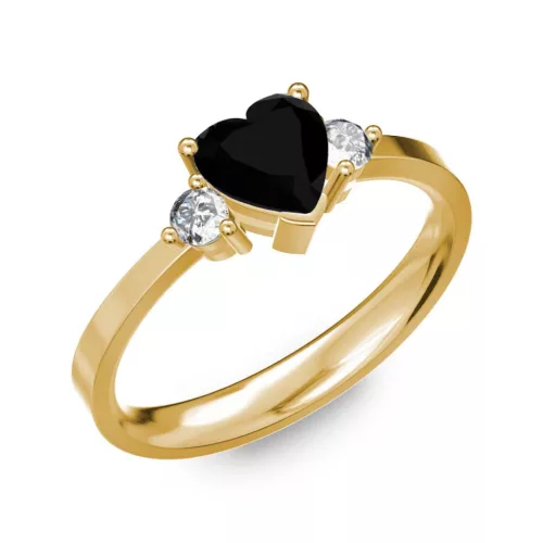 Ékszerpalota eljegyzési gyűrű 0.8ct fekete szív gyémánttal BRK 187 sárga arany