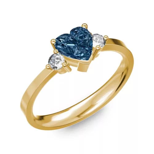 Ékszerpalota eljegyzési gyűrű 0.8ct kék szív gyémánttal BRK 187 sárga arany
