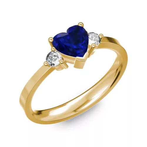 Ékszerpalota eljegyzési gyűrű 0.8ct kék diffusion szív zafír BRK 187 sárga arany
