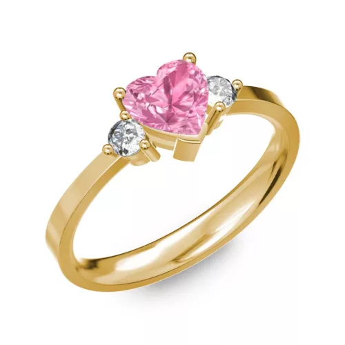 Ékszerpalota eljegyzési gyűrű 0.8ct pink szív zafír BRK 187 sárga arany