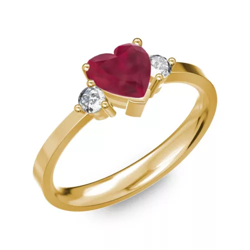 Ékszerpalota eljegyzési gyűrű 0.8ct szív rubin BRK 187 sárga arany