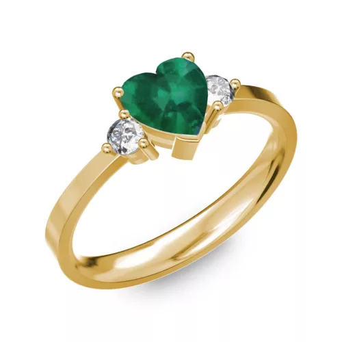Ékszerpalota eljegyzési gyűrű 0.8ct szív smaragd BRK 187 sárga arany