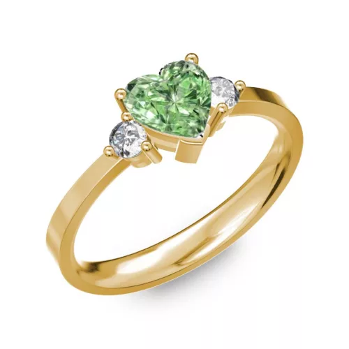 Ékszerpalota eljegyzési gyűrű 0.8ct zöld szív gyémánttal BRK 187 sárga arany