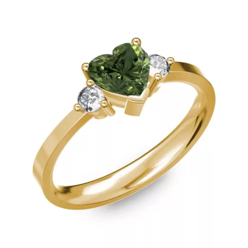 Ékszerpalota eljegyzési gyűrű 0.8ct zöld szív zafír BRK 187 sárga arany