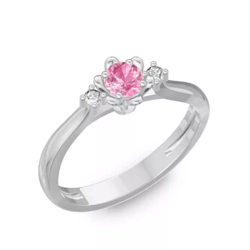  Ékszerpalota eljegyzési gyűrű 0,1ct pink zafírral BRK188 fehér arany