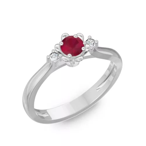  Ékszerpalota eljegyzési gyűrű 0,1ct rubinnal BRK188 fehér arany