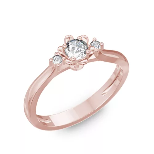  Ékszerpalota eljegyzési gyűrű 0,1ct G/VS gyémánttal BRK188 rozé arany
