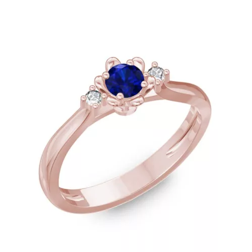  Ékszerpalota eljegyzési gyűrű 0,1ct kék diffusion zafírral BRK188 rozé arany