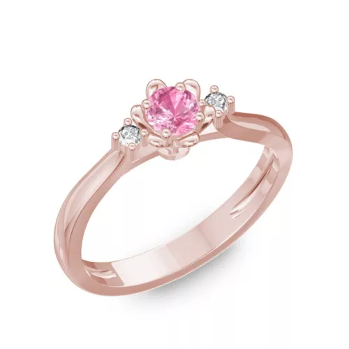  Ékszerpalota eljegyzési gyűrű 0,1ct pink zafírral BRK188 rozé arany