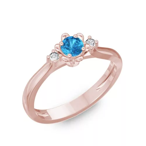  Ékszerpalota eljegyzési gyűrű 0,1ct kék topázzal BRK188 rozé arany