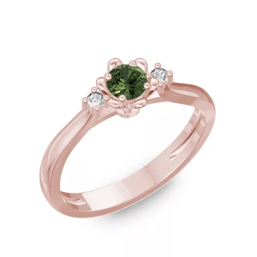  Ékszerpalota eljegyzési gyűrű 0,1ct zöld zafírral BRK188 rozé arany