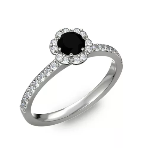  Ékszerpalota eljegyzési gyűrű 0,4ct fekete gyémánttal BRK191 fehér arany
