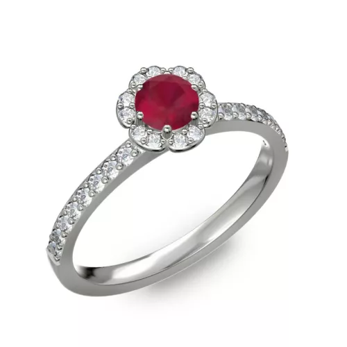  Ékszerpalota eljegyzési gyűrű 0,4ct rubinnal BRK191 fehér arany