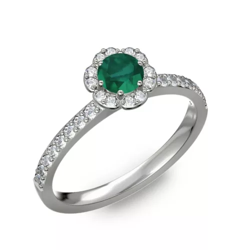  Ékszerpalota eljegyzési gyűrű 0,4ct smaragddal BRK191 fehér arany