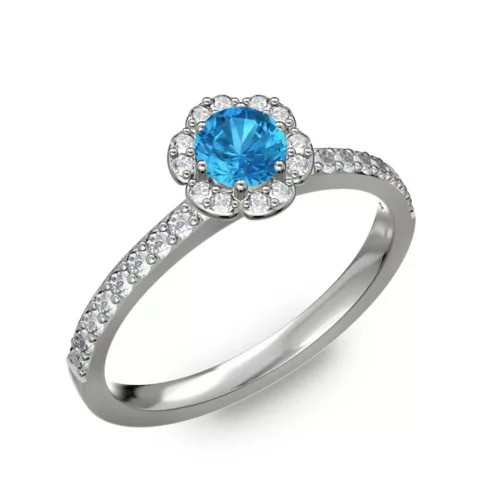  Ékszerpalota eljegyzési gyűrű 0,4ct kék topázzal BRK191 fehér arany