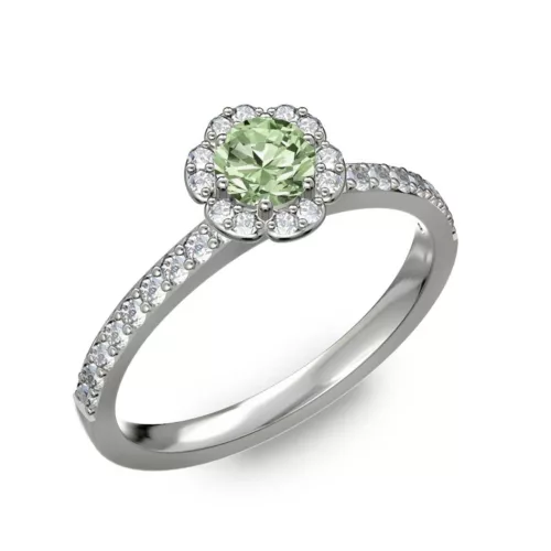  Ékszerpalota eljegyzési gyűrű 0,4ct zöld gyémánttal BRK191 fehér arany